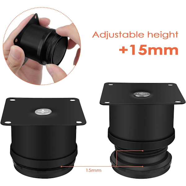 Sæt med 4 møbelben, 50mm justerbare rustfrit stål bordben