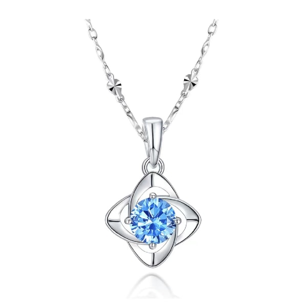 S925 Sterling Sølv Fireblad Halskjede Vill Temperament Zirkon