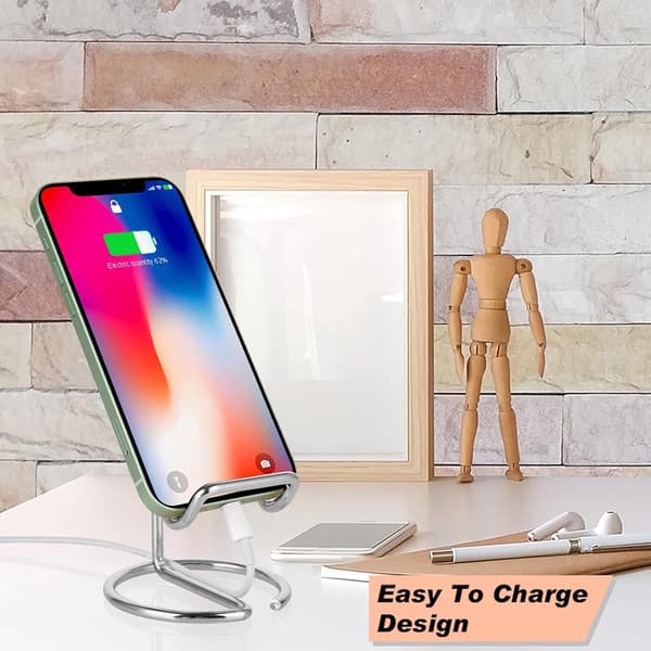 2-pack mobiltelefonhållare för skrivbord, söt silver metall skrivbordsaccessoar