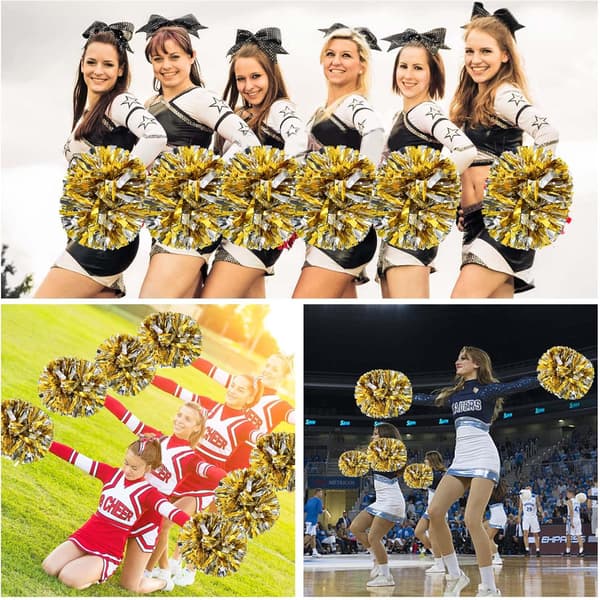 Cheerleader Pompoms, 2 st Metallic Cheerleader Pompoms, Cheer