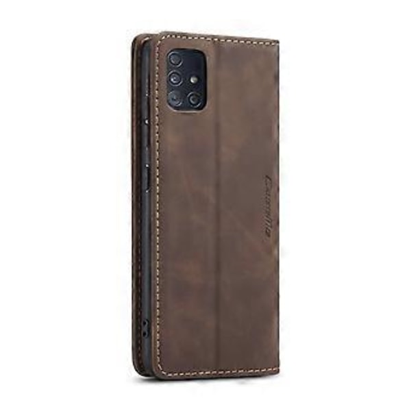 Multifunktionellt horisontellt flip-läderfodral för Galaxy A51 Coffee