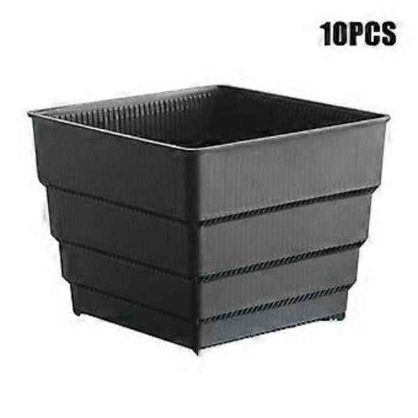 10 st Rotkontroll Sukulent Blomkrukor Plast Små Fyrkantiga Trädgårdsarbete Andningsbara för Dekoration Hem Kontorsmaterial Black 2XL