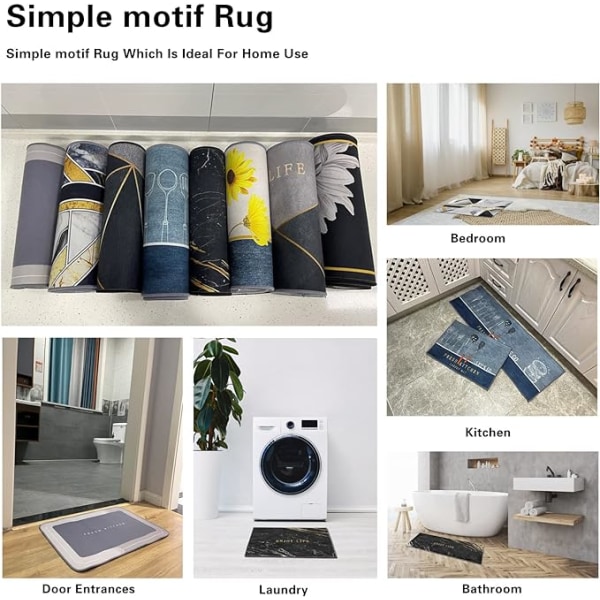 Set med 2 Tvättsbara Moderna Köksmattor Halksäkra Köksmattor för K