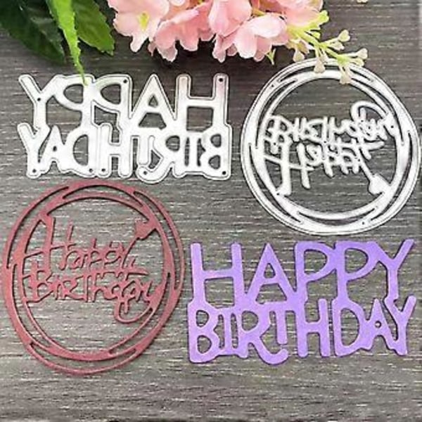 Grattis på födelsedagen Skärande Dies Set Präglingsformar Stenciler för att Göra Födelsedagskort Inbjudan DIY Scrapbooking Album