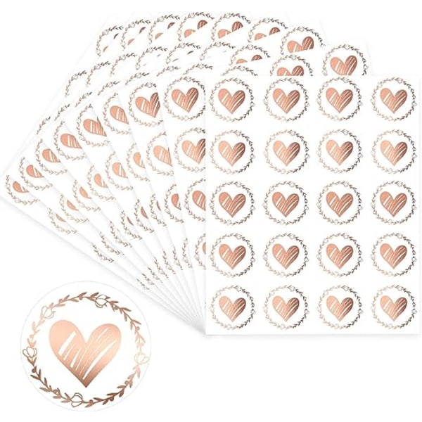 500 stk klare bronze hjerteformede hjerteklistermærker til bryllupsinvitation