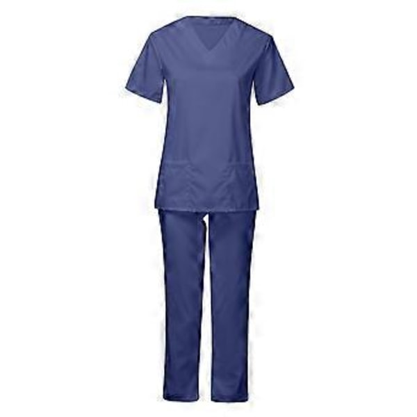 Dam Scrubs Set Sjuksköterske Scrubs Bekväma Arbetskläder för Kvinnor Scrubs Topp och Byxor Vårduniformer Scrubs för SPA Operationssal (S) S