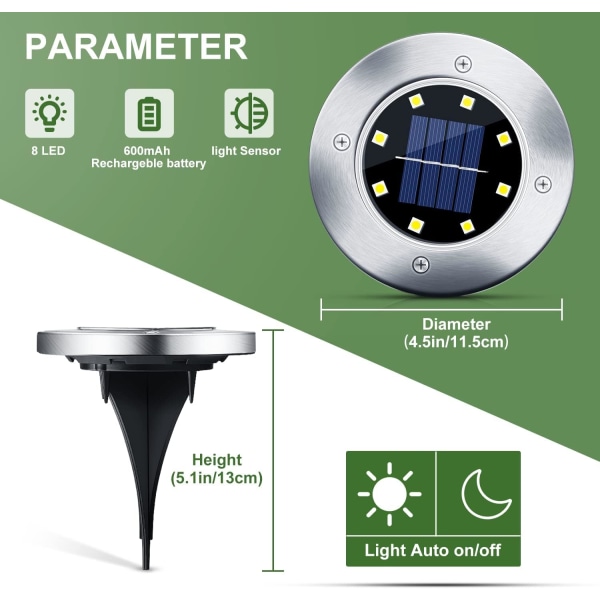 Solcellegadelampe, 10 stk. LED-solcellehavebelysning IP65 Solcellehave