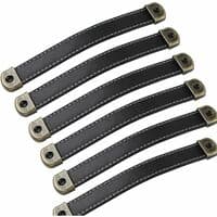 Set med 6 läderhandtag Vintage lädermöbelhandtag – Cabi
