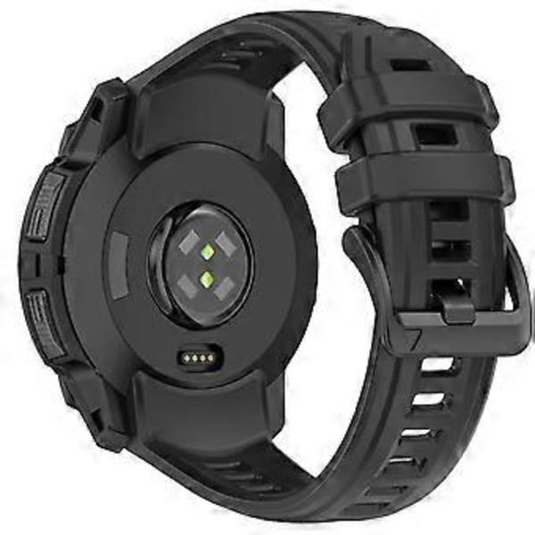 Til Garmin Instinct 3 45mm Urrem 22mm Silikone Udskiftningsrem Midnight Black