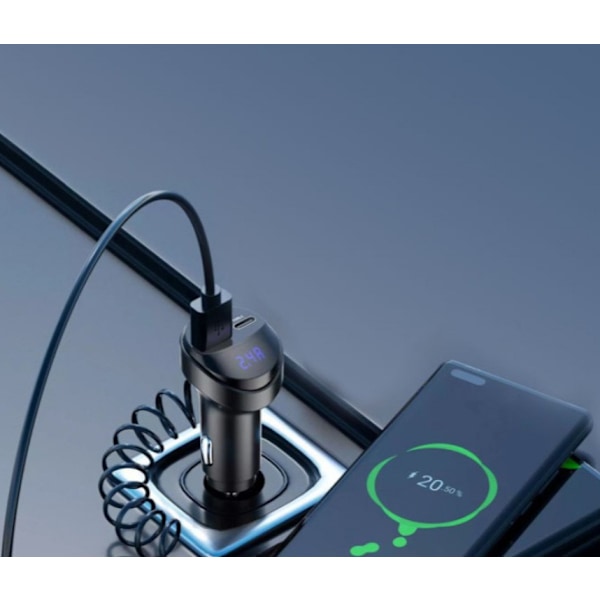 Auton puhelimen pikalaturi, pidennettava latauskaapeli, 2 USB-porttia, 5