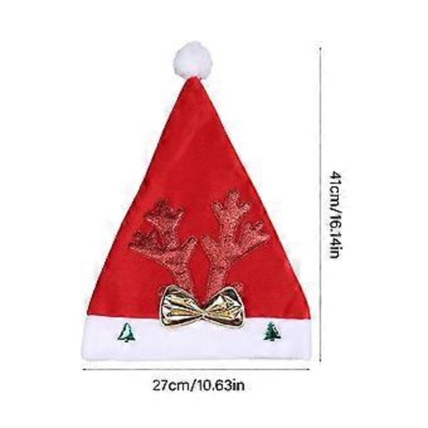 Jul Tomteluva med Horn Vit Kant för Julfest Nyår Huvudbonad Tomtekostym Tillbehör Present gyllene snöflingor golden snowflakes
