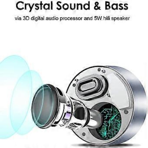 Berørings Bluetooth Høyttaler med Vanntett Etui, 8t Musikk, Klarere Krystall HD Lyd, Premium Mini Bærbar Bluetooth Høyttaler for iPhone iPad Nettbrett Dusj