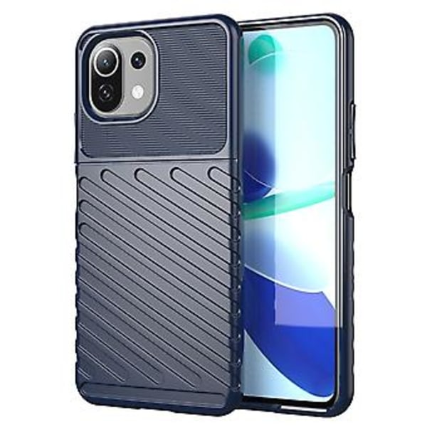 För Xiaomi Mi 11 Lite Litchi Textur PU Fodral För Xiaomi Mi 11 Lite Blue