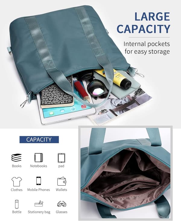 Damenhåndveske, 13,4 tommer A4 vannresistent 2-i-1 Tote Bag