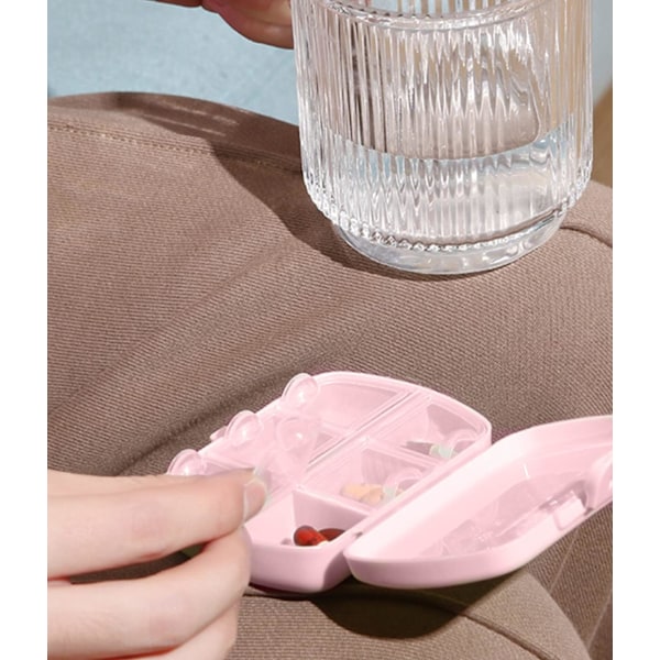 Blå og pink, 2 stk. pilleæske, bærbar pilleæske, 6 rum