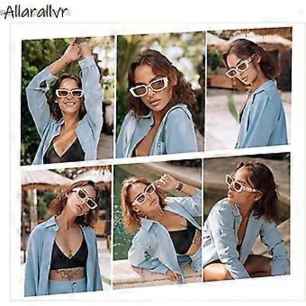 Rektangulære solbriller til kvinder 90'er Retro Trendy Klassiske Vintage Firkantede Shades