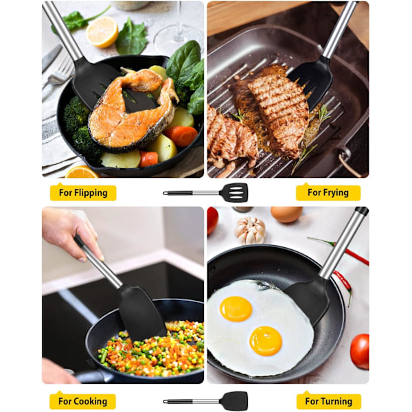 2-pack starka silikonspatlar, non-stick slitsade köksspatlar