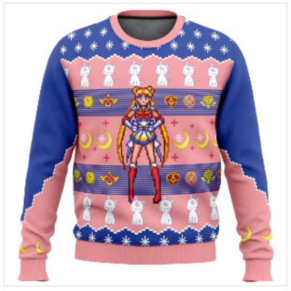 Julesweater, 3D Digital Print Crewneck Pullover - K41 - Størrelse M M