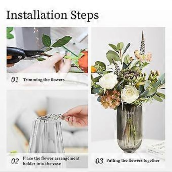Blomsterarrangemang Rostfritt Stål Hjälpmedel Håller Växterna i Vasen i Ordning för Odling Jordgubbsblomma Silver 3pcs Set