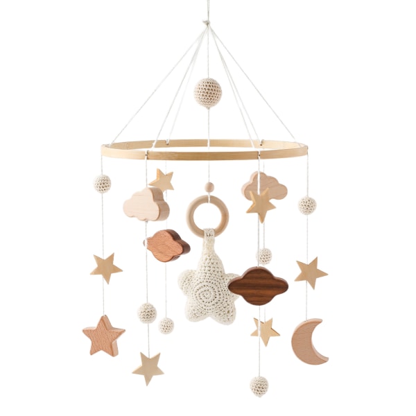 1pc Baby Crib Mobile with Wooden Stars Mobile Baby Girl Bell Wind