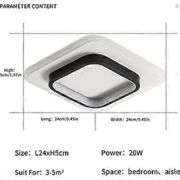 Fyrkantiga taklampor 22W, LED-taklampor, 3500K taklampa för badrum, vardagsrum, sovrum, kök, hall (varmvit)