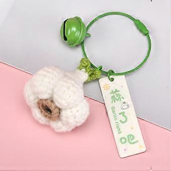 Käsintehty virkattu avaimenperä lankaa avaimenpidike realistinen vihannesriipus avaimenperä laukun lisävaruste omalaatuinen lahja ystävälle Garlic style Dog head buckle
