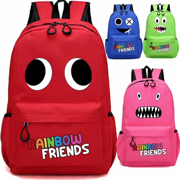 Rainbow Friends Trendig Ryggsäck Studentväska - Grön