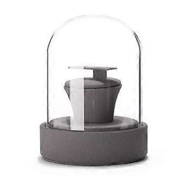 Smykkestativ med glaslåg, multifunktionel opbevaringsstand til dametilbehør, ringe/halskæder/armbånd/øreringe, grå Gray C