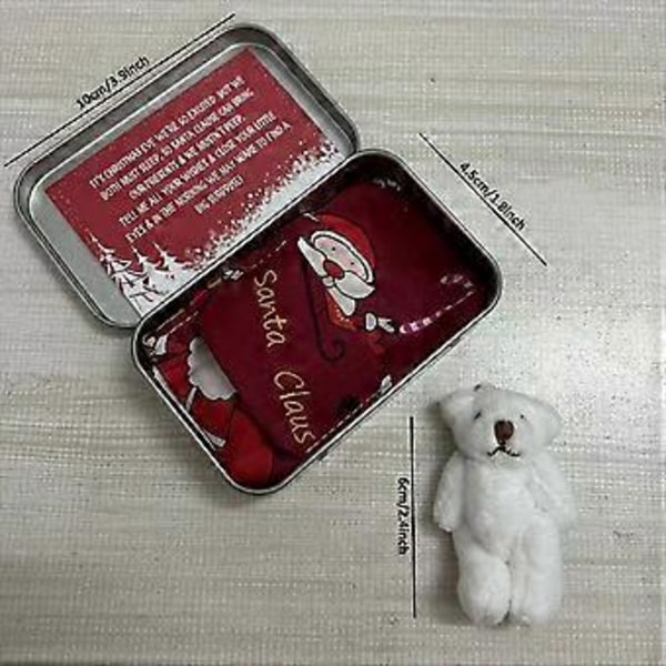 Jule Lille Lommebjørn Kram Blød Teddybjørn i en Jernæske, Mini Lommebjørn Plyslegetøj, Søde Udstoppede Dyr Teddybjørn Dukke Fødselsdag Julegaver f White Bearand Red Bag