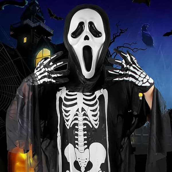 Halloween Scream Maske, Genanvendelig, Perfekt til Halloween Spøgelseshus og Gyser Rollespil