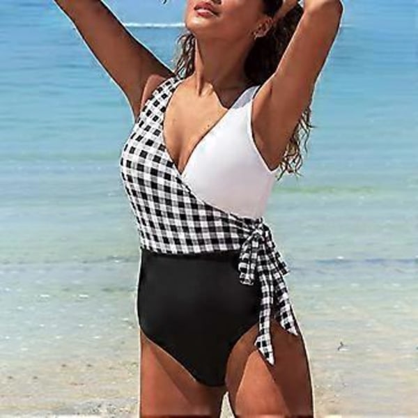 Dame Badedrakt Hel Wrap Fargeblokk Knyting i Siden (style6202)