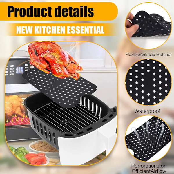 Airfryer-tillbehör, silikonformar för airfryer, dubbelkorg A
