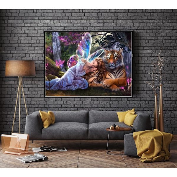 DIY 5D timanttimaalaussetti, tiikerin timanttimaalausristikko