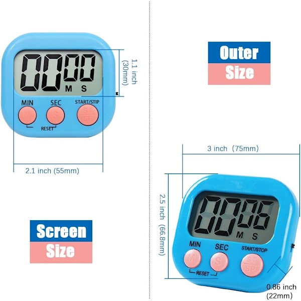 Magneettinen keittiöajastin isolla LCD-näytöllä, ajastimet ruoanlaittoon