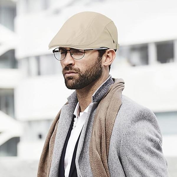 2-pack Newsboy-kepsar i khaki/beige för män, platta kepsar i bomull, justerbara
