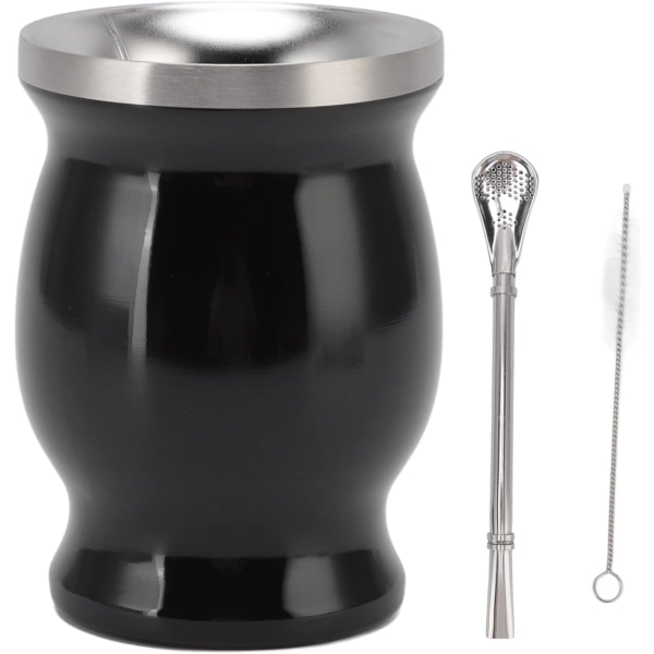 Gourd Cup, 230ML Stainless Steel Tea Cup Set with Brush and Straw