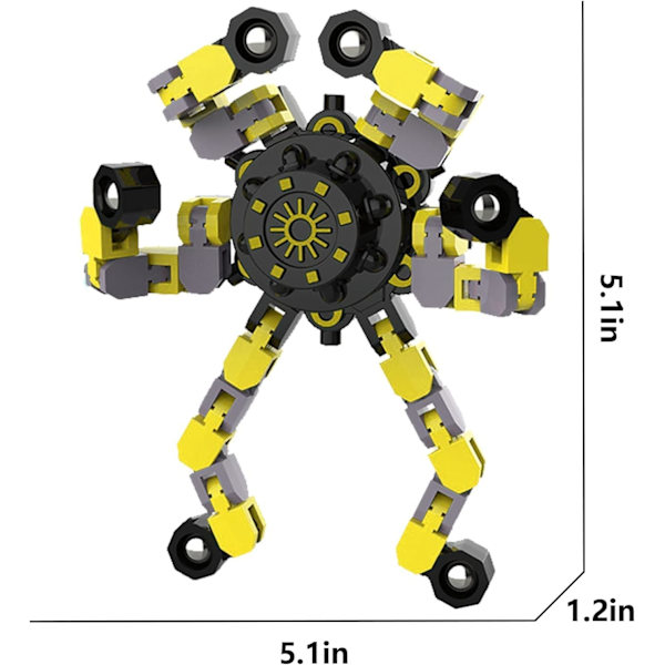 3 stk. Fidget Spinners, DIY Deformerbar Robot Fingertip Legetøj, Decomp