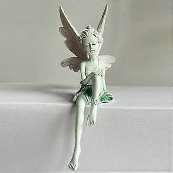 Hartsfe staty fontän dekorativ figurin veranda ängel skulptur vit (Vit) White