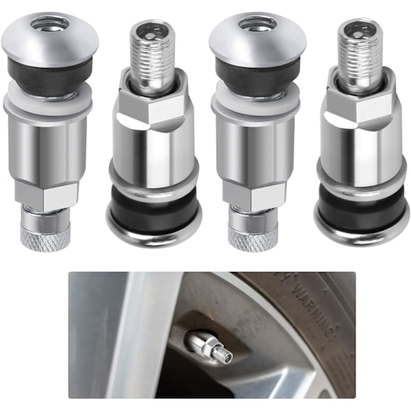 Bilventil med lock, 4 metallventiler för fälgar, universalventil