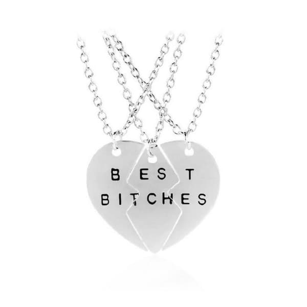 Bästa vänner Trebladig Lappteknik BFF Halsband - Silver
