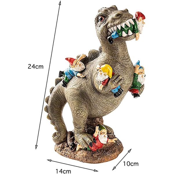 Dinosaur, der spiser havegnom, havefigur, havegnom og dinosaur til
