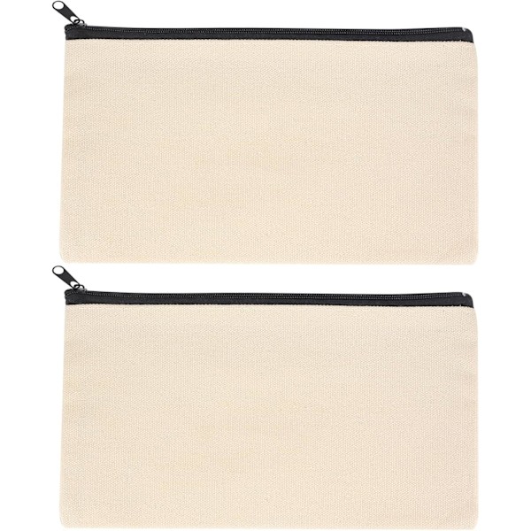 1 st (beige) Sminkväska i Canvas, Kosmetikväska för Resor, DIY Blank Canvas