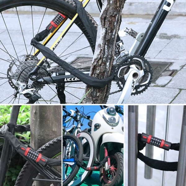 Code Bike Chain Lock, 5-numeroinen pyörän lukko, 5,5 mm x 90 cm sinkkiseos