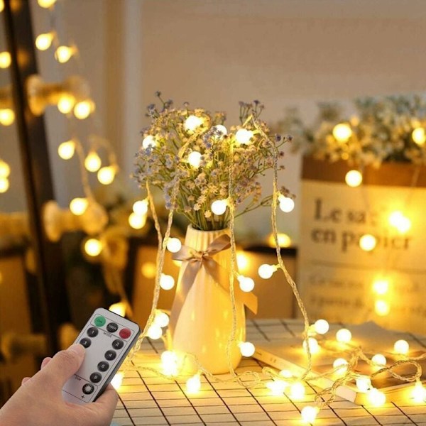 Strenglys, 7M 50 LED Ball Strenglys, 8 Moduser IP65 Vanntett Strenglys Utendørs & Innendørs Dekorasjon For Jul, Bryllup, Bursdag, Hjem, Hage, Terrasse