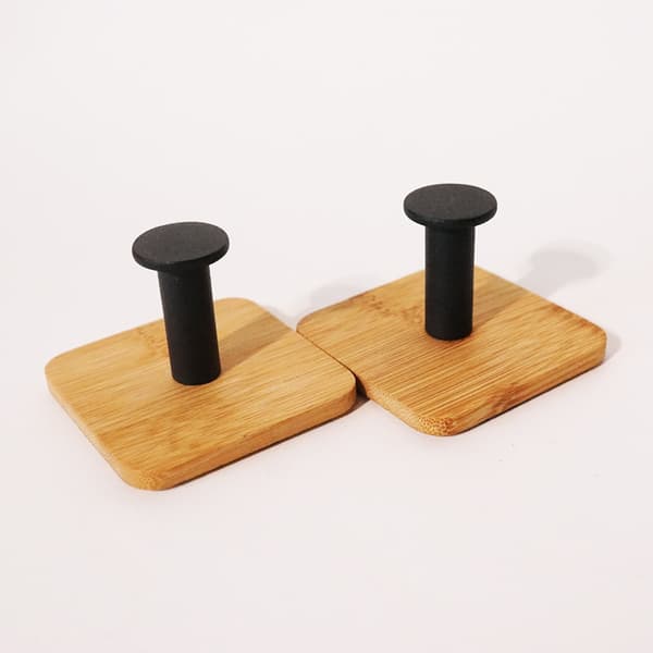 3-pack (Svart) Självhäftande krokar, bambu badrockkrokar återanvändbara S