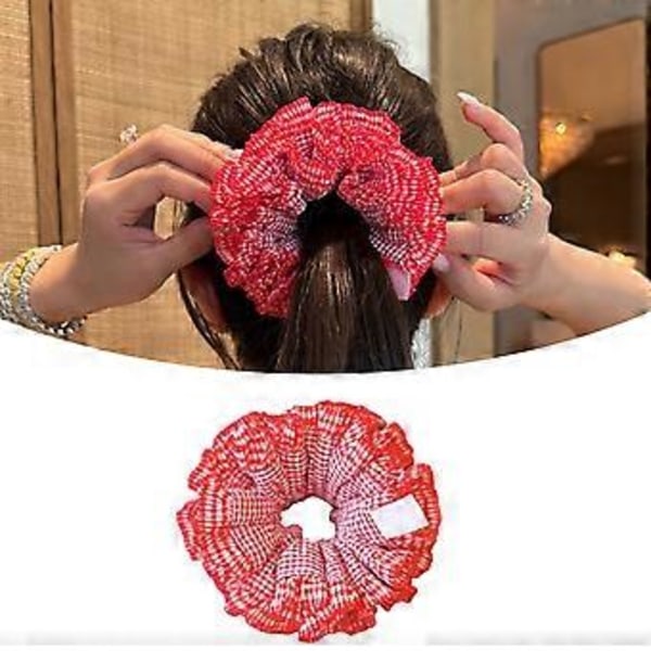 Hår elastikker med blondekant og tern til kvinder, håropsætninger, elastisk flerlags hårbånd, scrunchy hårringe, fletningsholder orange orange
