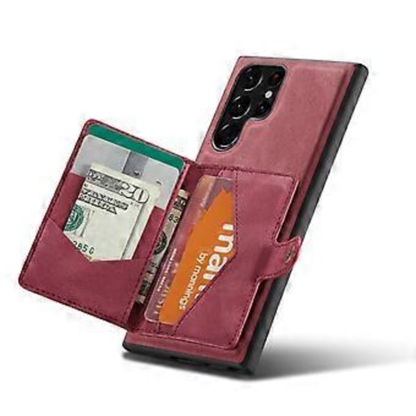 EEHOOD Retro Magneettinen PU-kotelo Samsung Galaxy S22 Ultralle Red