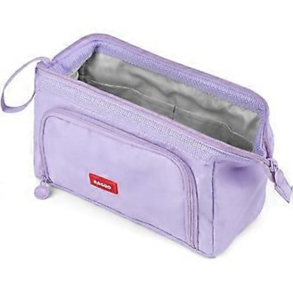 Suuri penaali, erittäin suuri penaali, sileä ja kestävä vetoketju, koulun penaali, paperitavaroiden säilytyslaatikko, sopii tytöille ja pojille (Violetti) Purple