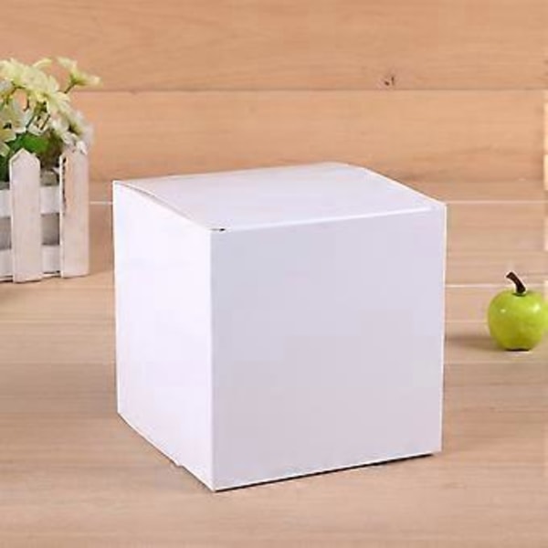 10 stk. Hvide Gaveæsker Firkantet Emballageæske Foldbar Kartonæske til Håndværk Cupcake (12 x 12 x 12)