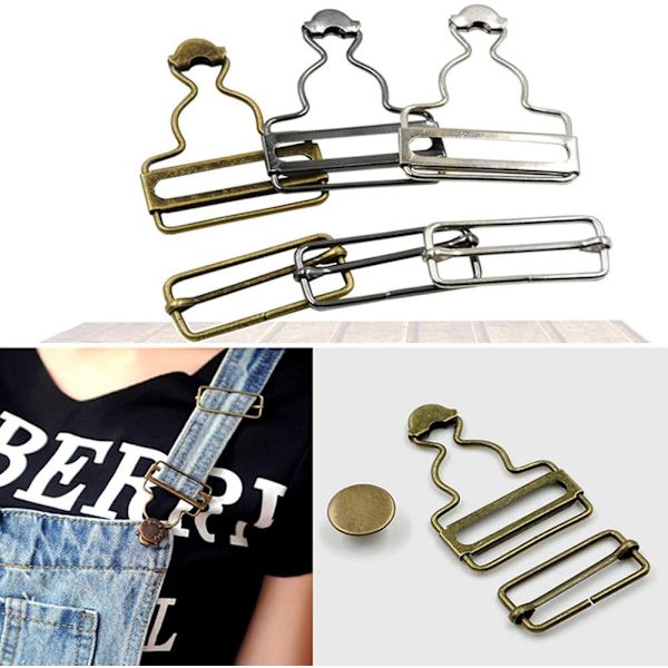 6 Set Overall Spännen (38 MM) Metalliska Byxhängare Ersättnings Spännen